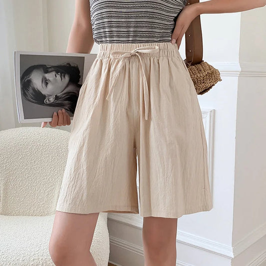 Lily | Lässige Baumwoll-Leinen-Shorts mit elastischem Bund und weitem Bein