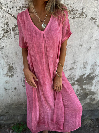 Elegantes Malaga | Kleid aus Baumwolle und Leinen