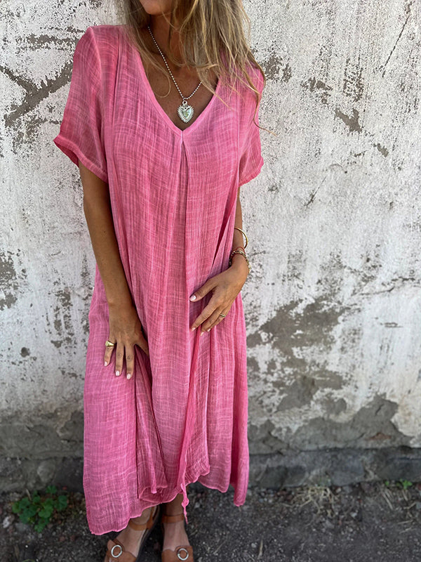 Elegantes Malaga | Kleid aus Baumwolle und Leinen