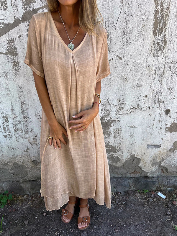 Elegantes Malaga | Kleid aus Baumwolle und Leinen