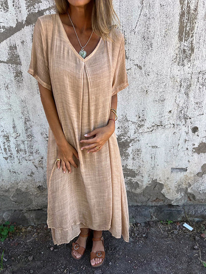 Elegantes Malaga | Kleid aus Baumwolle und Leinen