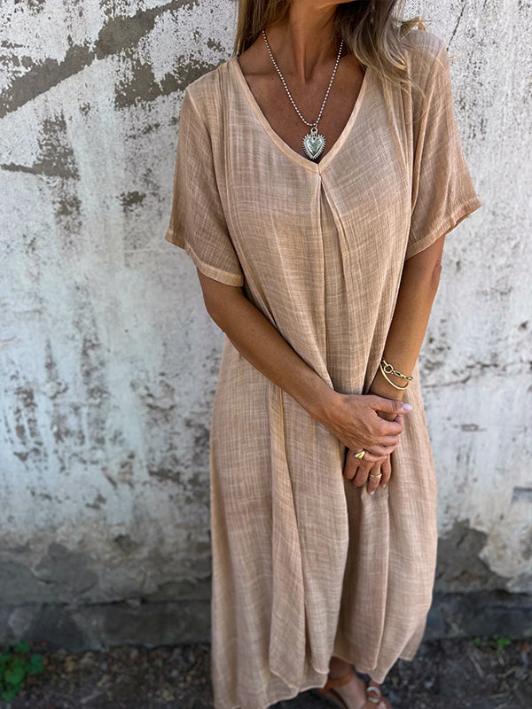 Elegantes Malaga | Kleid aus Baumwolle und Leinen