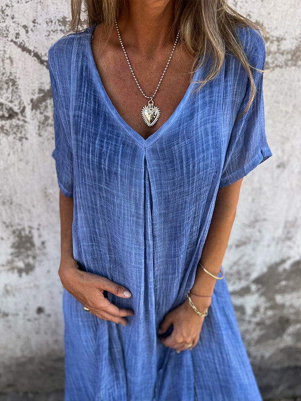 Elegantes Malaga | Kleid aus Baumwolle und Leinen