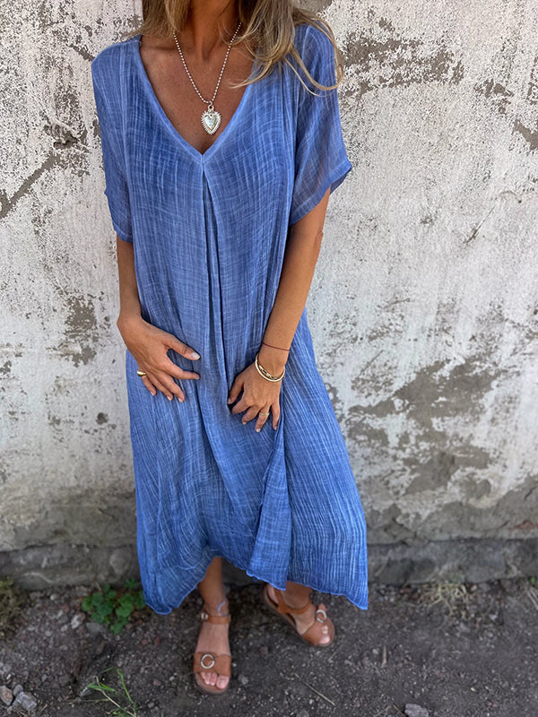 Elegantes Malaga | Kleid aus Baumwolle und Leinen