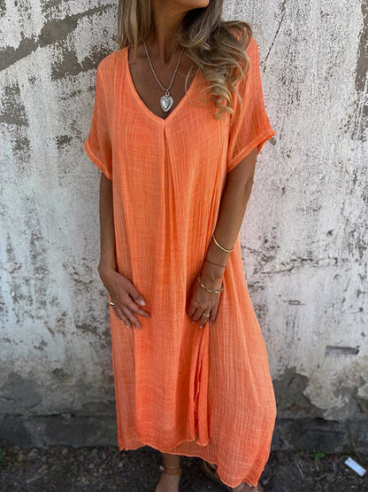 Elegantes Malaga | Kleid aus Baumwolle und Leinen