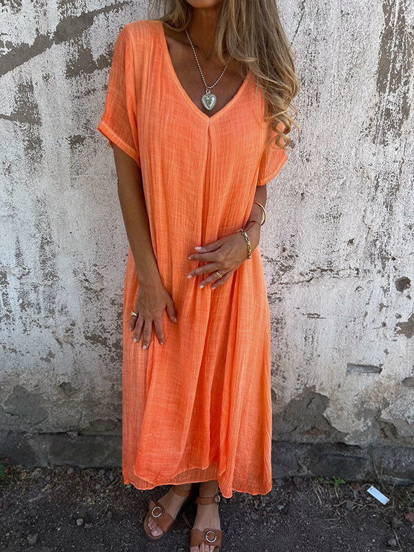 Elegantes Malaga | Kleid aus Baumwolle und Leinen