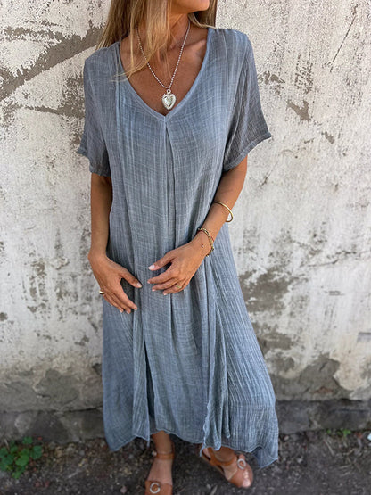 Elegantes Malaga | Kleid aus Baumwolle und Leinen