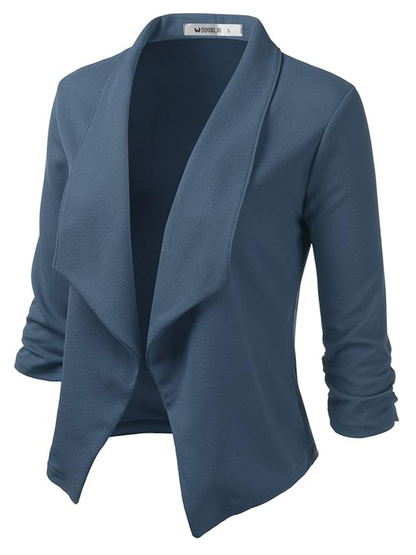 Business Casual Mantel mit gerafften 3/4 Ärmeln