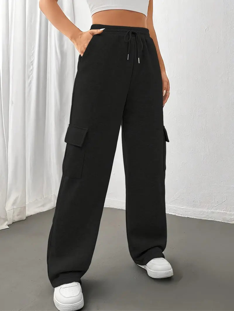 Viva Trend | Casual Herbst Jogginghose mit Klapptaschen und Geraden Beinen für Frauen
