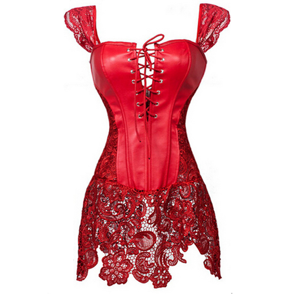 Viva Trend | Lederige Dessous-Korsett mit Spitzenrock