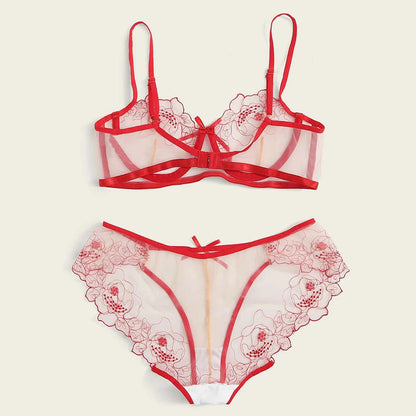 Viva Trend | Women's Mesh Stickerei Sheer Dessous Set