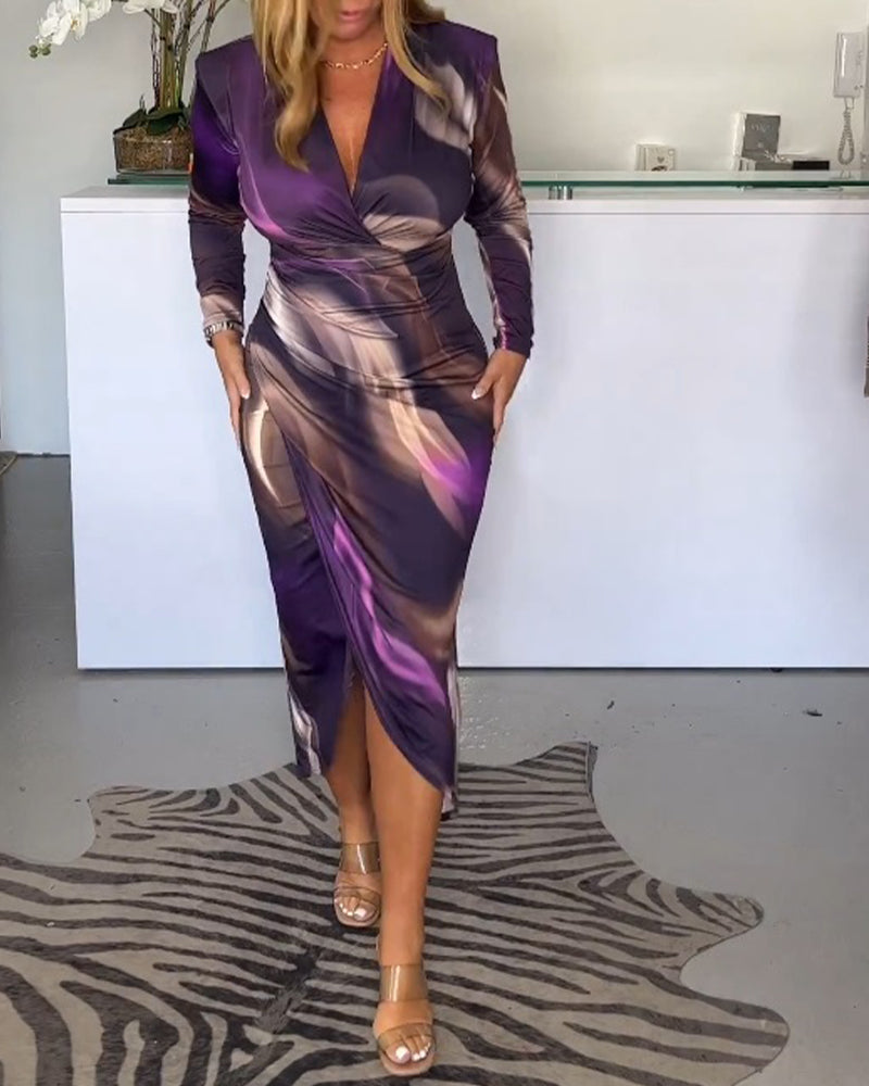 Alise | Schickes Midikleid - V-Ausschnitt - Farbenfroh