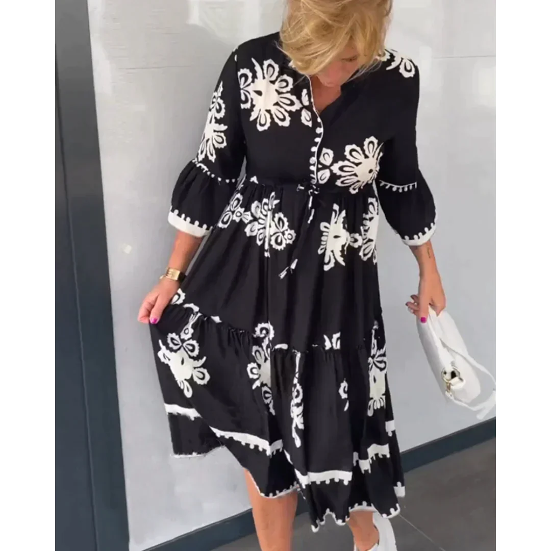 Lügen | Blumenkleid mit 3/4-Ärmeln