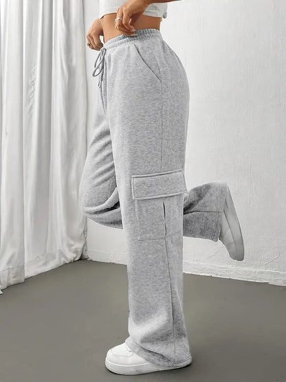 Viva Trend | Casual Herbst Jogginghose mit Klapptaschen und Geraden Beinen für Frauen