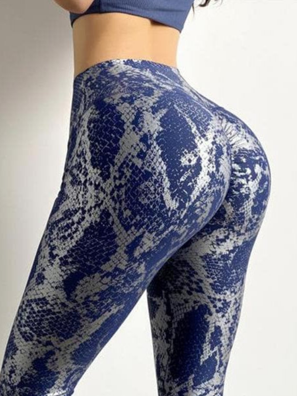 Viva Trend | Damen Leggings mit hoher Taille und bronziertem Schlangenhautmuster