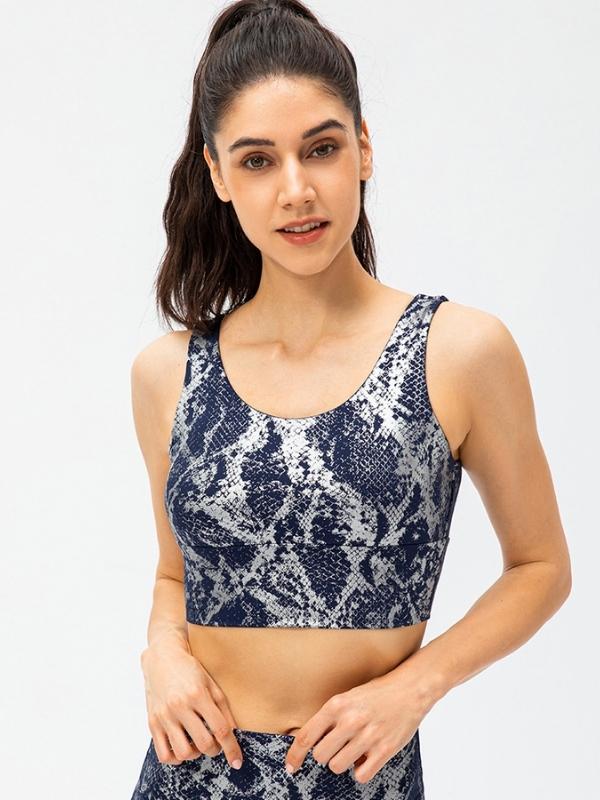 Viva Trend | Damen Leggings mit hoher Taille und bronziertem Schlangenhautmuster
