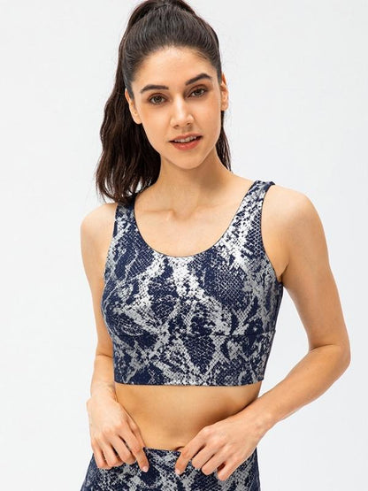 Viva Trend | Damen Leggings mit hoher Taille und bronziertem Schlangenhautmuster