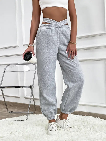 Viva Trend | Casual Herbst Strick graue Jogginghose für Frauen