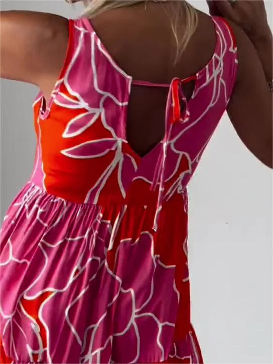 Bedrucktes schulterfreies Kleid