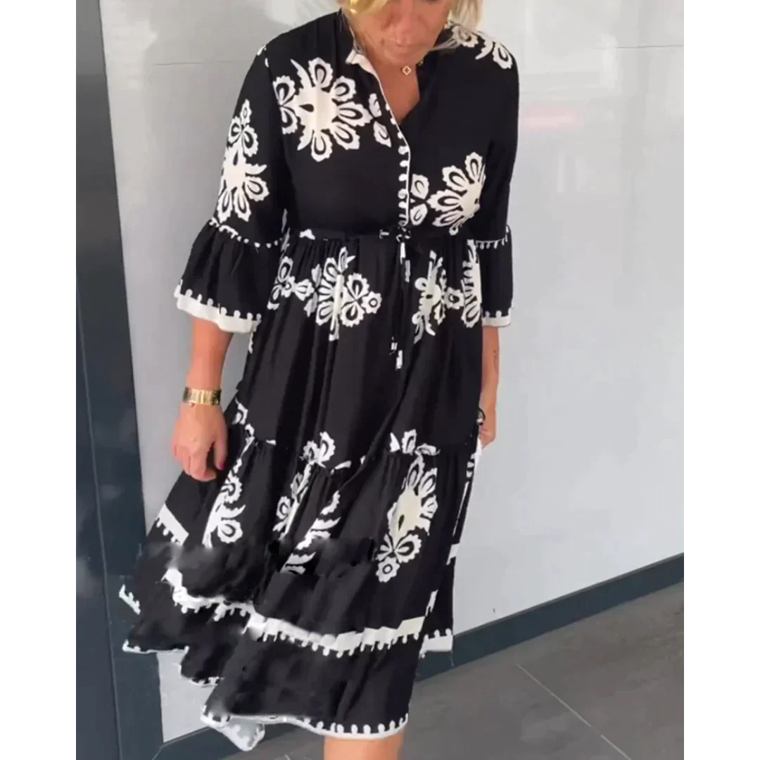 Lügen | Blumenkleid mit 3/4-Ärmeln