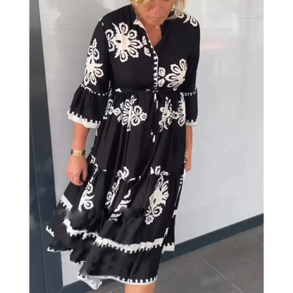 Lügen | Blumenkleid mit 3/4-Ärmeln