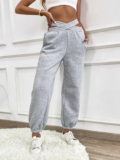 Viva Trend | Casual Herbst Strick graue Jogginghose für Frauen