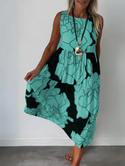 Bedrucktes schulterfreies Kleid