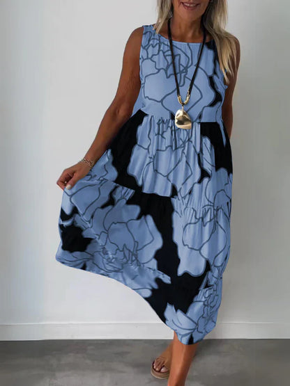 Bedrucktes schulterfreies Kleid