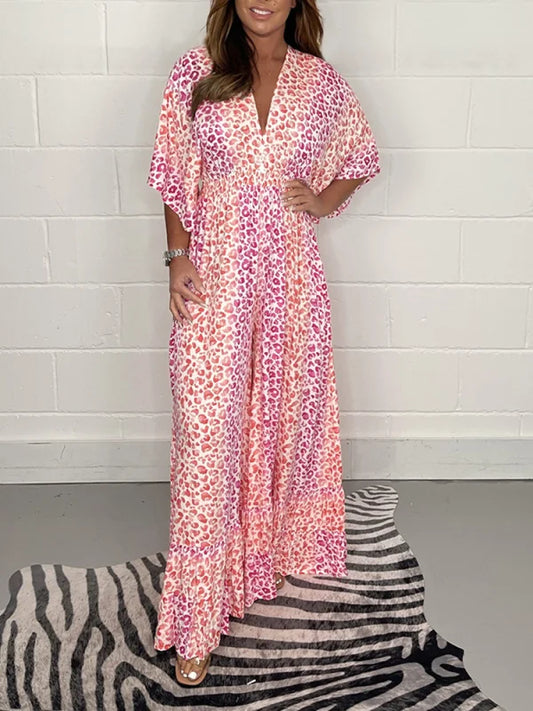 Viva Trend | Set - V-Ausschnitt Kimono Kleid und Hose für einen stilvollen Look