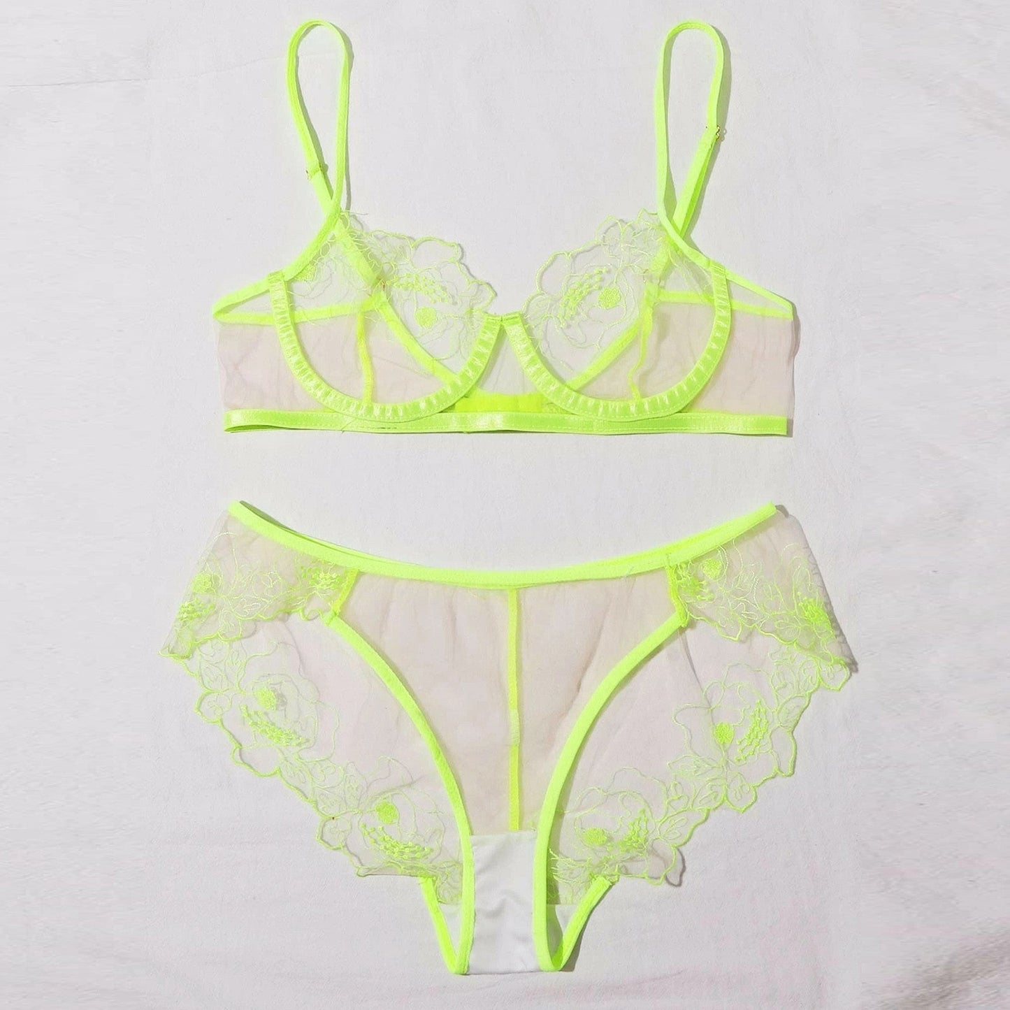 Viva Trend | Women's Mesh Stickerei Sheer Dessous Set