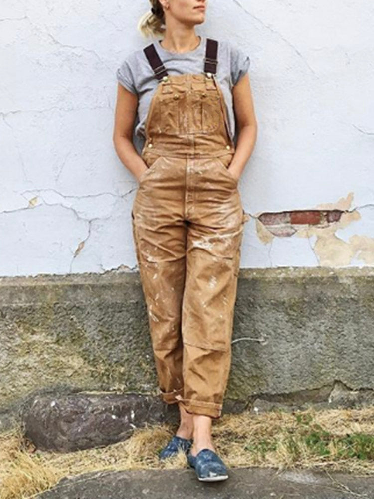Leslie | Latzhose aus Segeltuch für Damen mit lockerer Passform