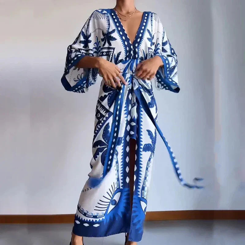 Viva Trend | Boho-Kimono-Kleid mit Taillenband