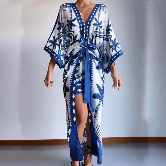 Viva Trend | Boho-Kimono-Kleid mit Taillenband