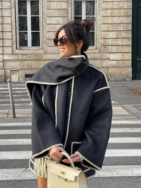 Viva Trend - Damen Wollschal Quastenjacke