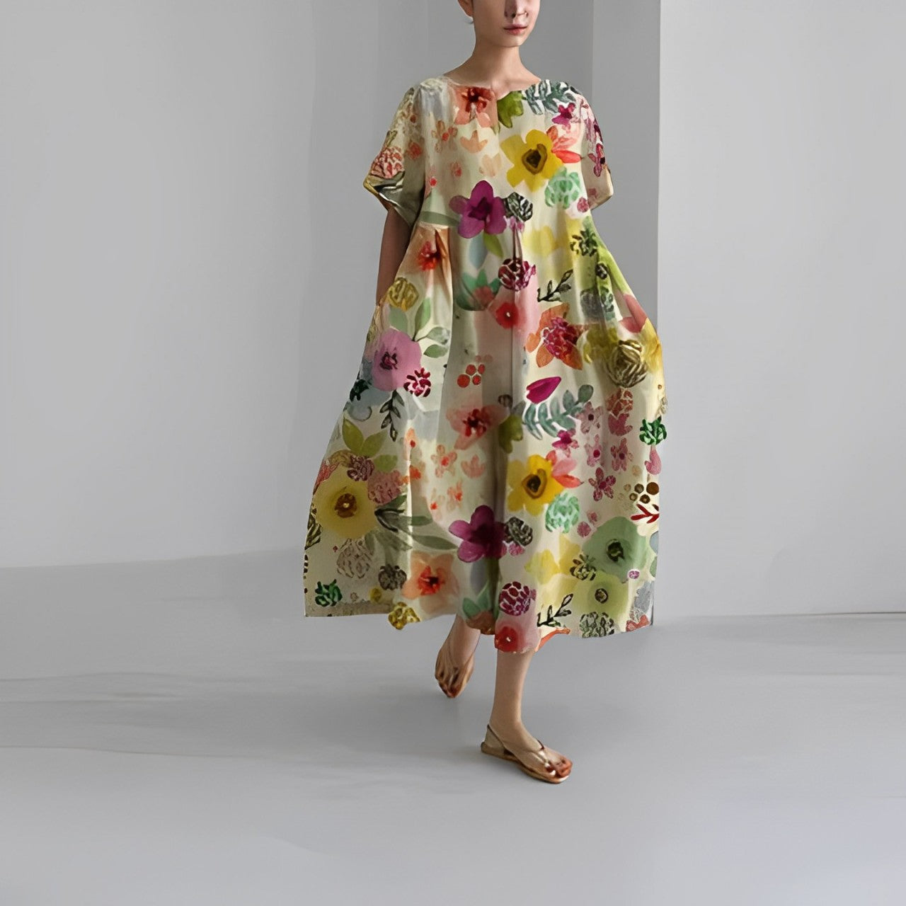 Rosa | Boho-Blumenkleid - Frühling