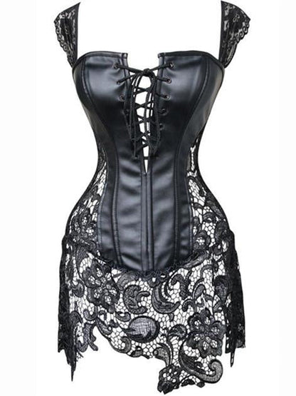Viva Trend | Lederige Dessous-Korsett mit Spitzenrock