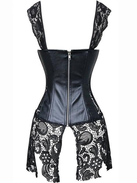 Viva Trend | Lederige Dessous-Korsett mit Spitzenrock