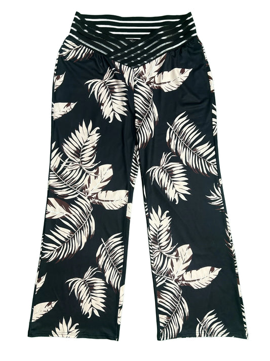 Schwarze Palmen | Print Hose - Vanessa