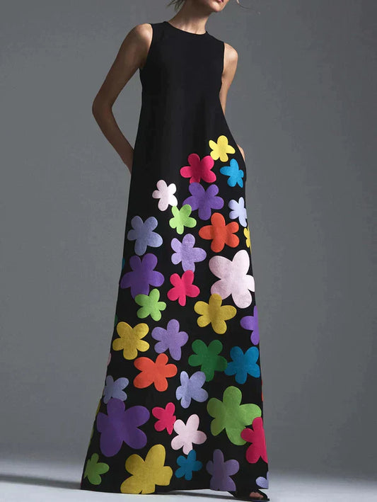 Camila | Elegantes Blumenkleid mit Rundhalsausschnitt