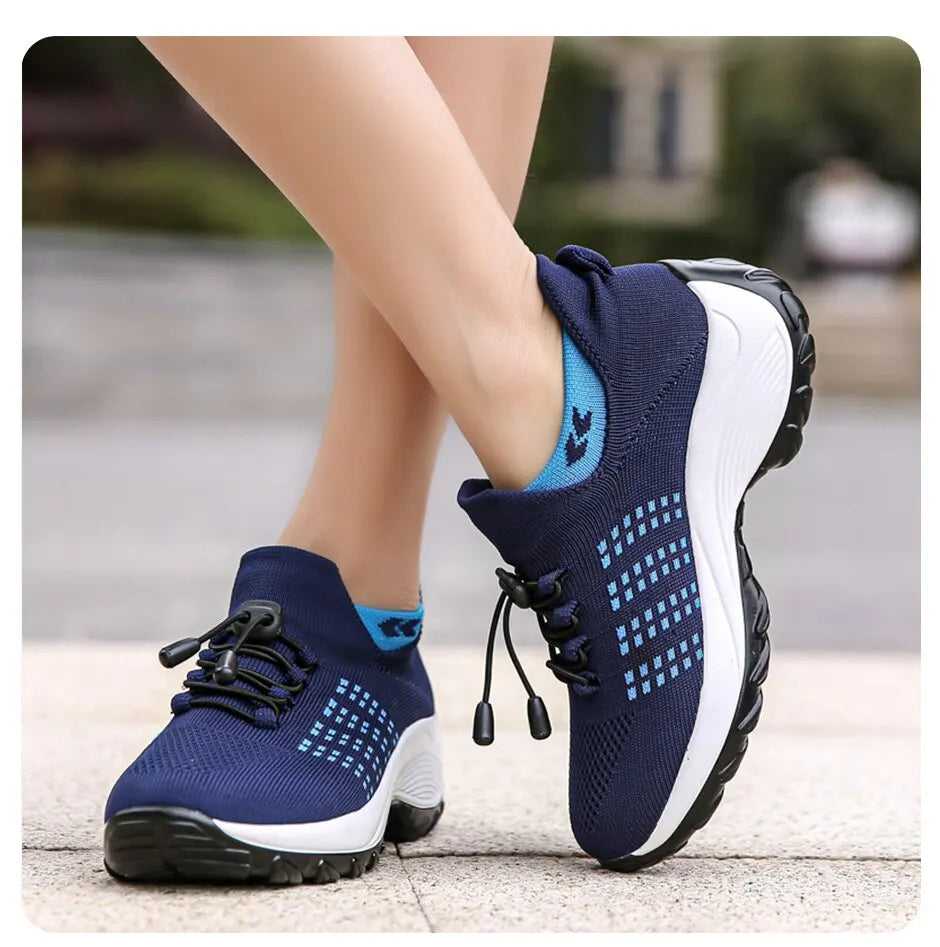 Viva Trend - Atmungsaktive Slip-On-Sportschuhe zum Gehen für Damen | Leichte Slip-On-Wander-Sneaker aus Mesh für Damen
