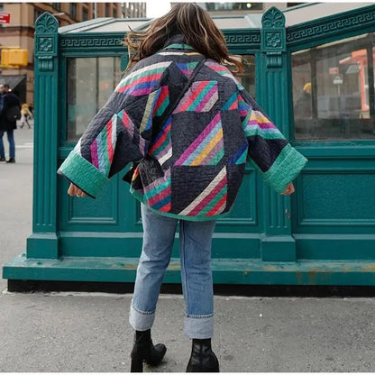 Viva Trend - Doorgestikt kimono vest met regenboogstrepen