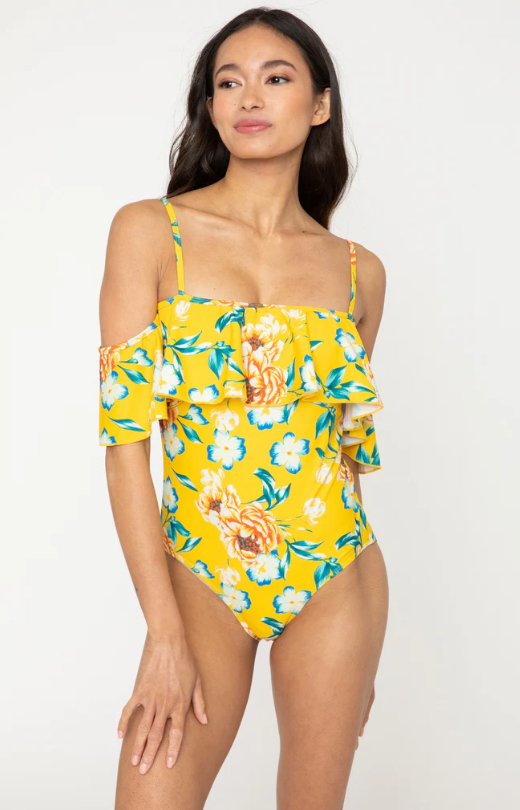 Viva Trend | Off-Shoulder Badeanzug mit Blumendruck