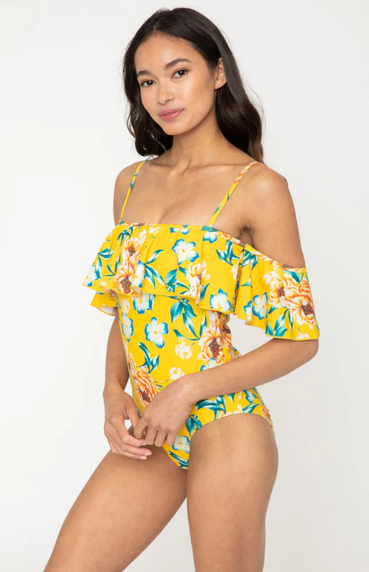Viva Trend | Off-Shoulder Badeanzug mit Blumendruck