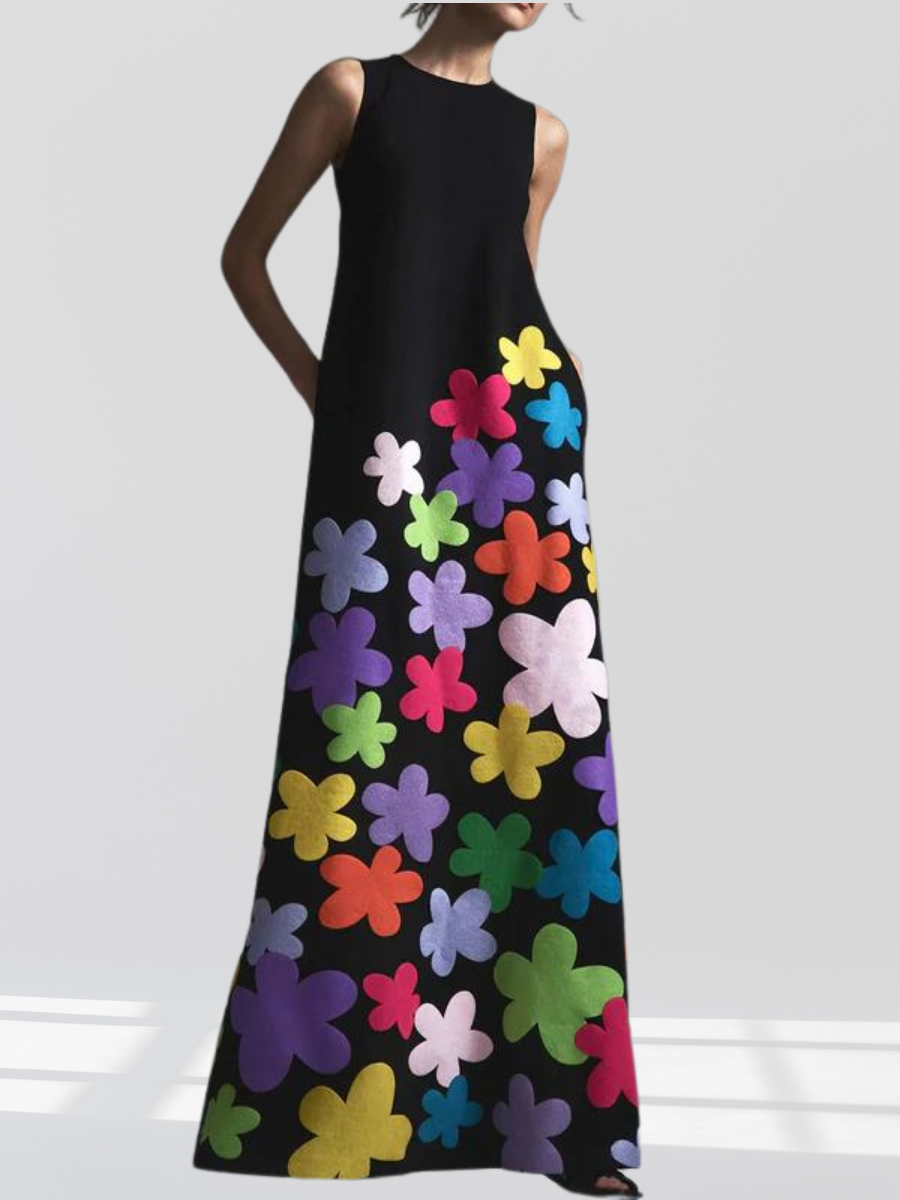 Camila | Elegantes Blumenkleid mit Rundhalsausschnitt