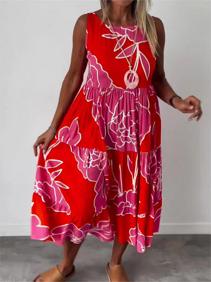 Bedrucktes schulterfreies Kleid