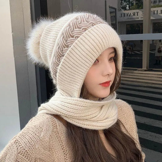 Viva Trend | teilig gestrickte Mütze und Schal Set - Damen Winteraccessoires