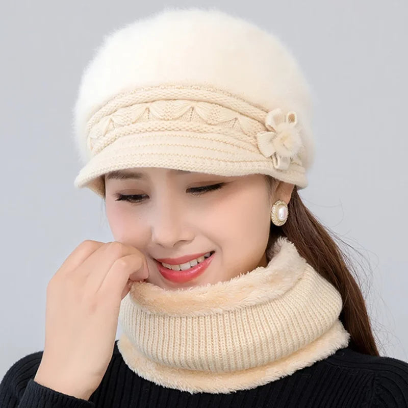 Viva Trend| Wintermütze und Schal Set - luxuriöses Accessoire aus Imitationspelz