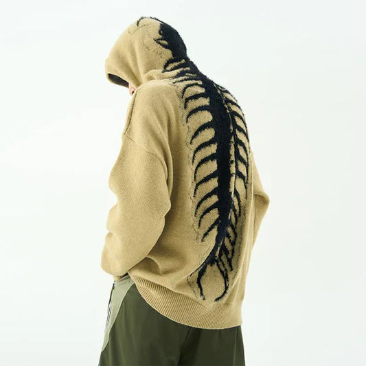 GESTRICKTER TAUSENDFÜSSLER-KAPUZENPULLOVER