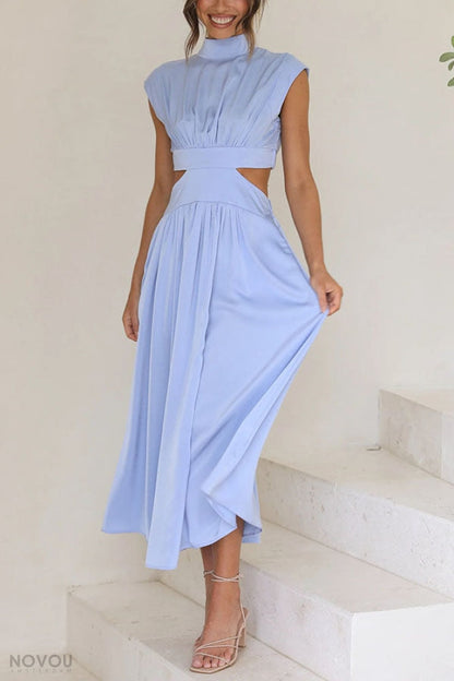 Lorna Rollkragen Taille Ausgeschnitten Sommer Midi-Kleid