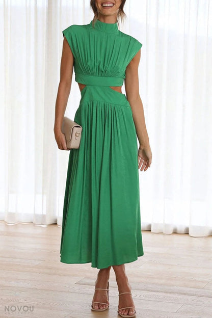 Lorna Rollkragen Taille Ausgeschnitten Sommer Midi-Kleid